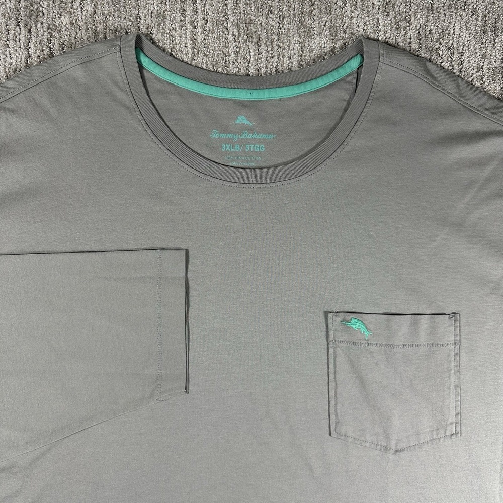Tommy Bahama Mens Gray Long Sleeve Pima Cotton Crew Neck T-Shirt Size 3XLB Logo